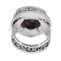 Perla Forma Jasper Piedra preciosa y plata de ley 925 Joyas hechas a mano del anillo del diseñador del estilo de la vendimia